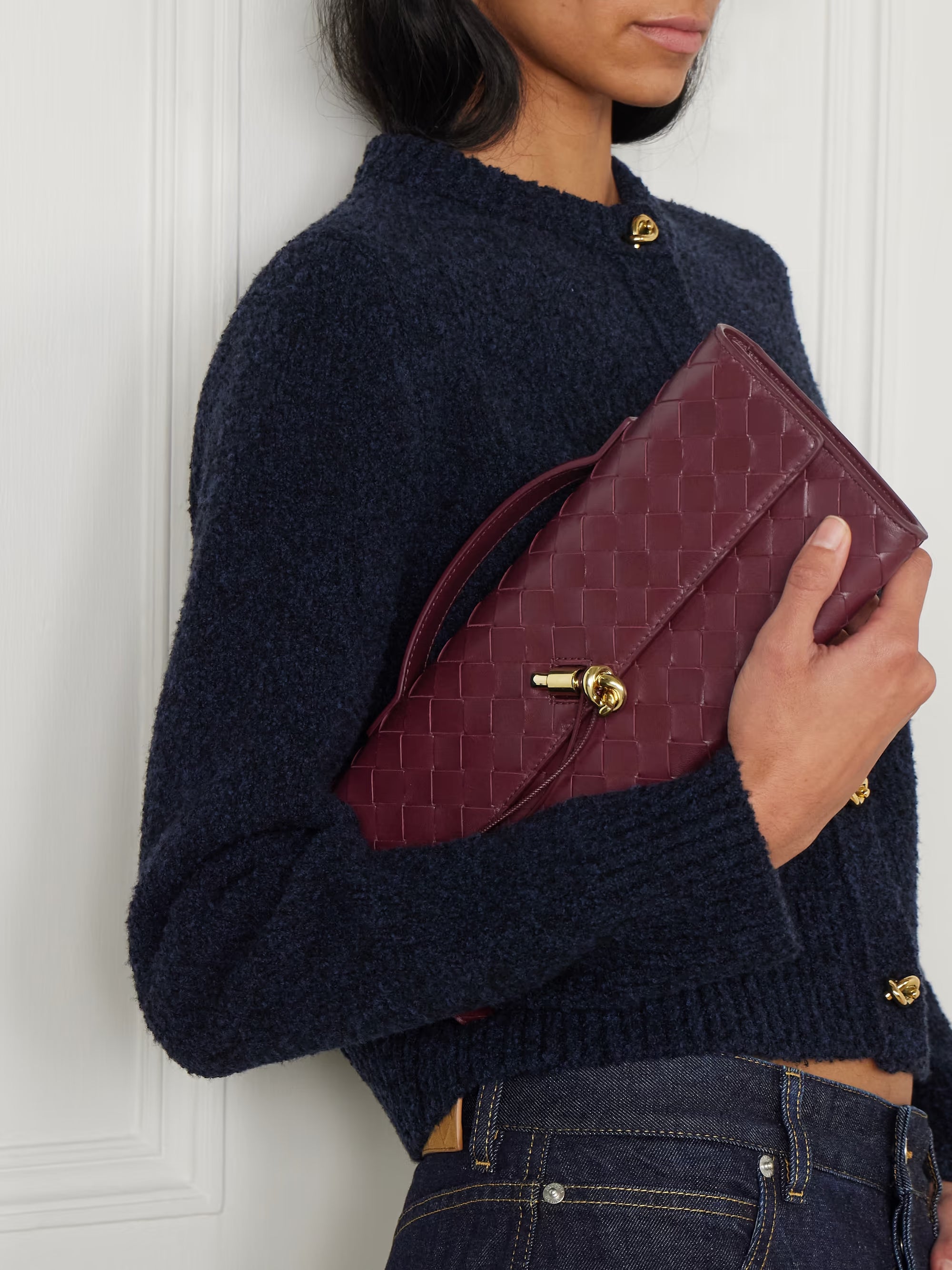 Premium İkonik Hörmə Bordo Dizaynlı Lüks Düyünlü Çanta