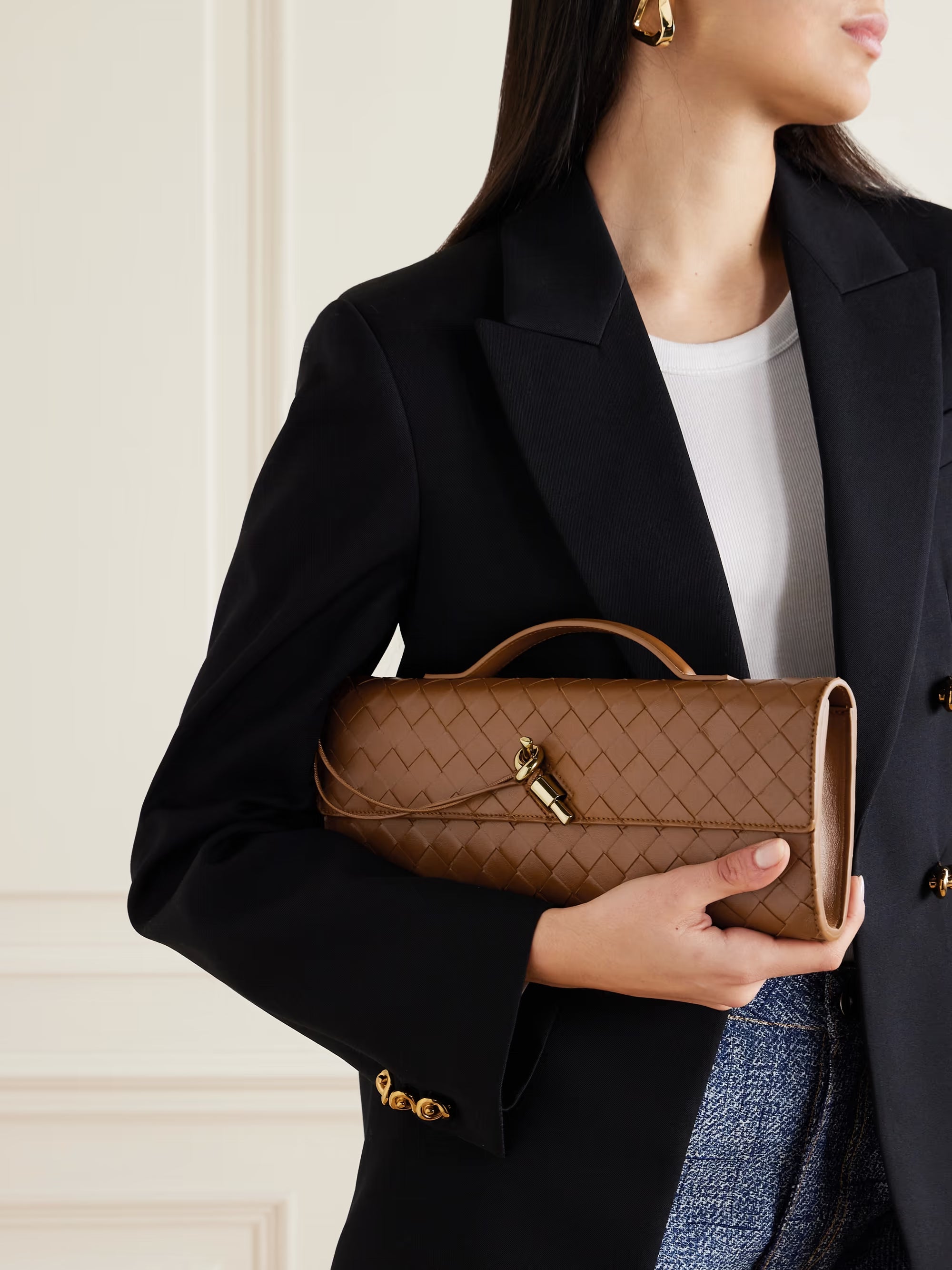 Premium İkonik Hörmə Qəhvəyi Dizaynlı Lüks Düyünlü Çanta