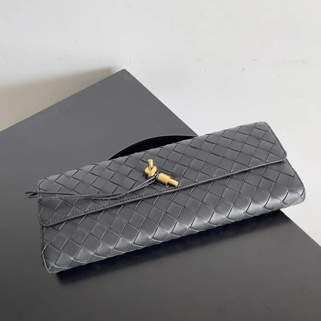 Premium İkonik Qara Hörmə Dizaynlı Lüks Qara Çanta